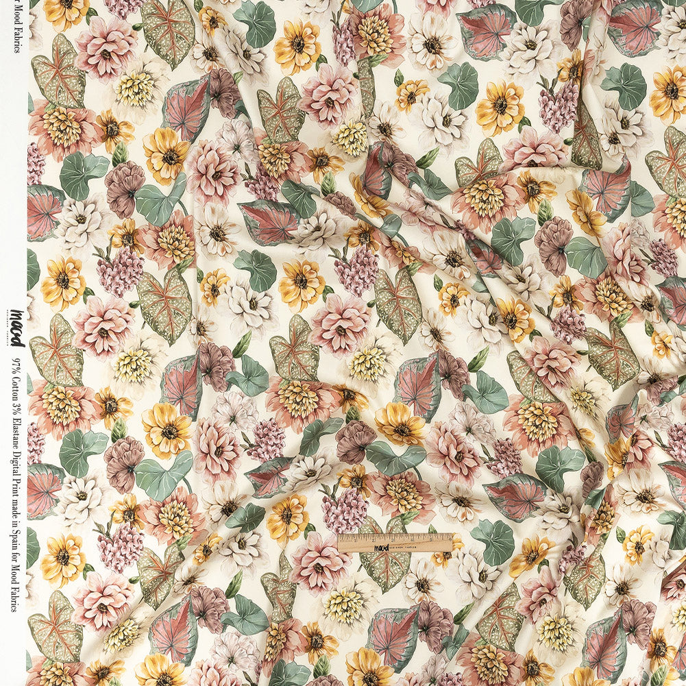 Stretch Cotton Sateen - Soft Pink and Green Floral - Botticelli Print - Mood Exclusive Viso Collection Full Stretch Cotton Sateen - Soft Pink and Green Floral - Botticelli Print - Mood Exclusive Viso Collection Full