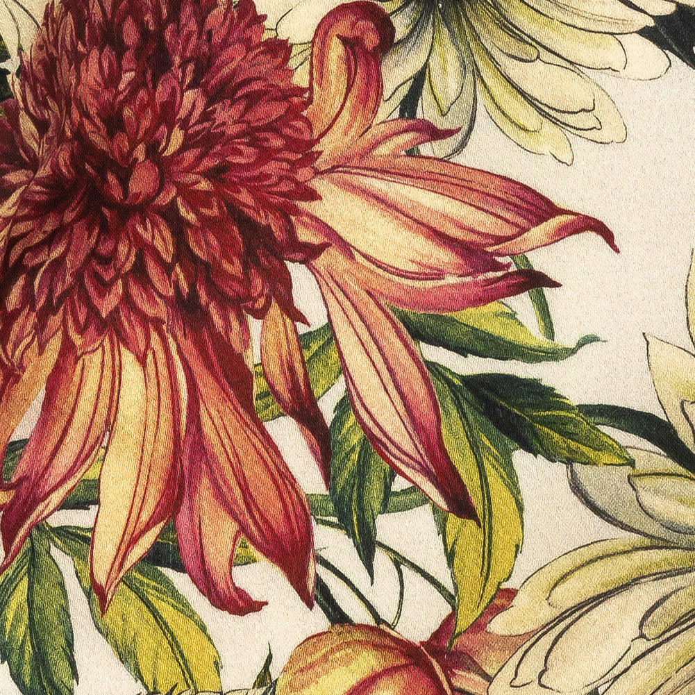 Stretch Cotton Sateen - Cream, Red and Yellow Floral - Sogni d'Oro Print - Mood Exclusive Viso Collection Detail Stretch Cotton Sateen - Cream, Red and Yellow Floral - Sogni d'Oro Print - Mood Exclusive Viso Collection Detail