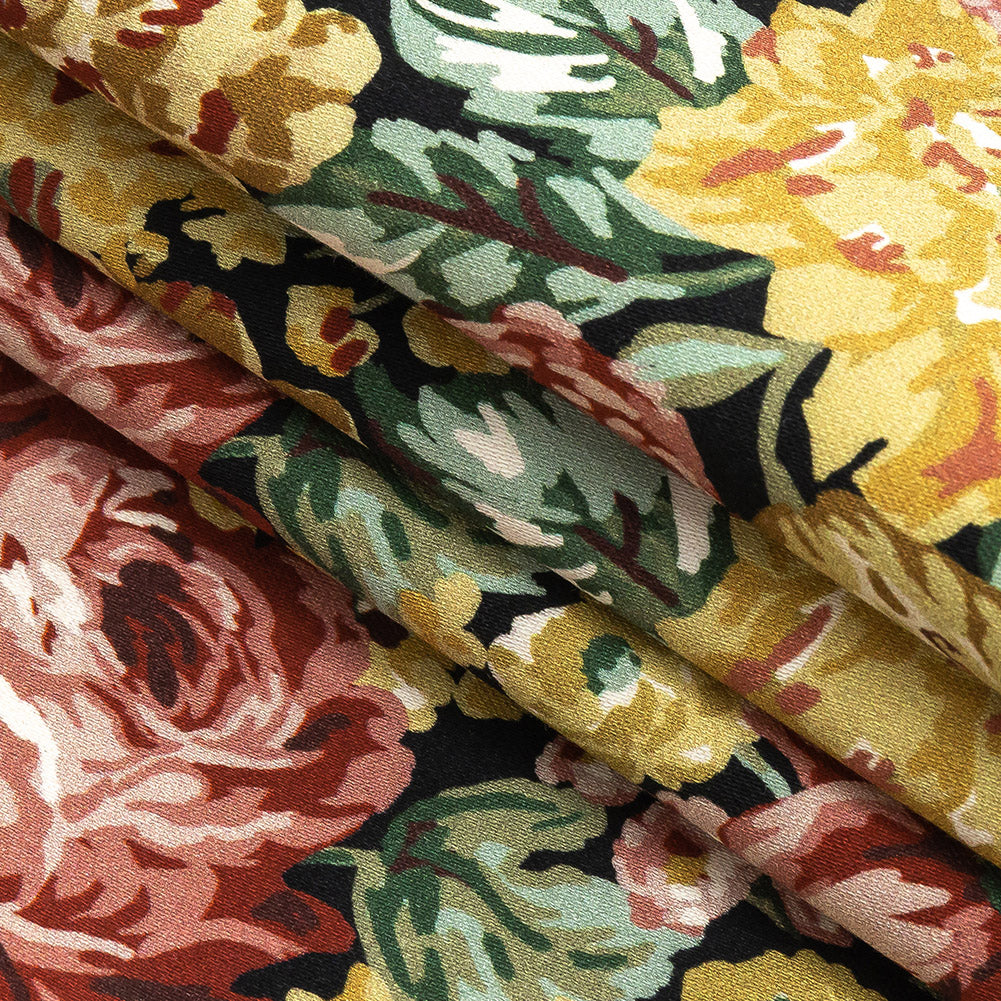 Stretch Cotton Sateen - Yellow, Pink and Green Floral - Tappezzeria Print - Mood Exclusive Viso Collection Folded Stretch Cotton Sateen - Yellow, Pink and Green Floral - Tappezzeria Print - Mood Exclusive Viso Collection Folded