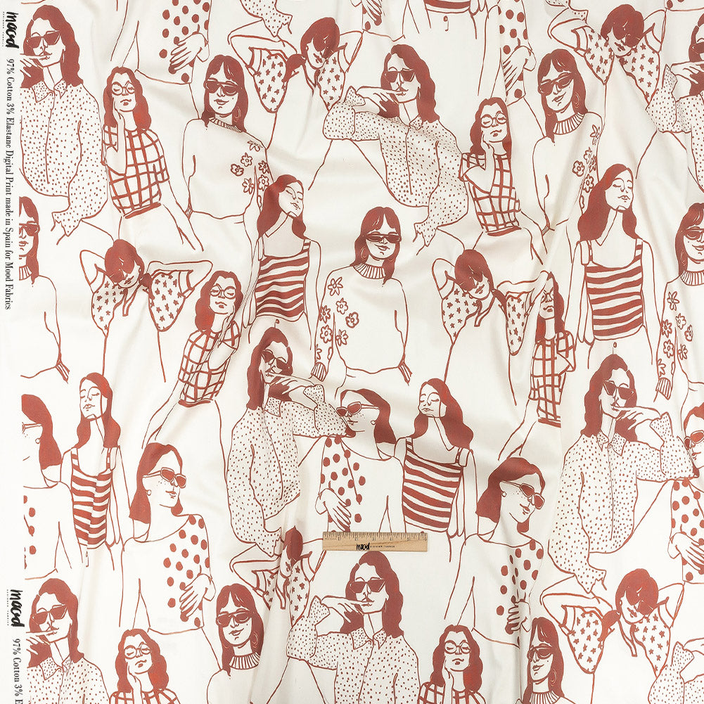 Stretch Cotton Sateen - Pink and White Women - Cameo Print - Mood Exclusive Viso Collection Full Stretch Cotton Sateen - Pink and White Women - Cameo Print - Mood Exclusive Viso Collection Full