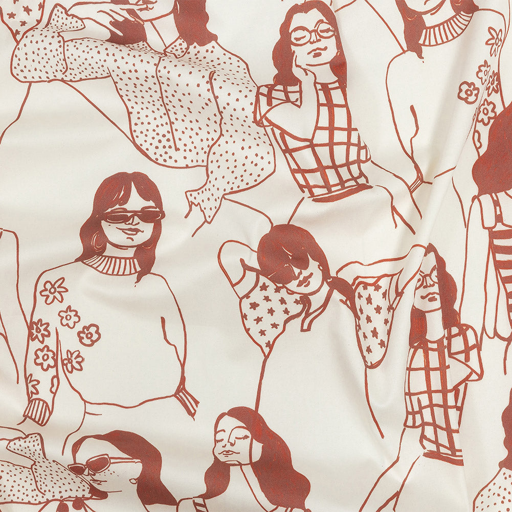 Stretch Cotton Sateen - Pink and White Women - Cameo Print - Mood Exclusive Viso Collection Stretch Cotton Sateen - Pink and White Women - Cameo Print - Mood Exclusive Viso Collection
