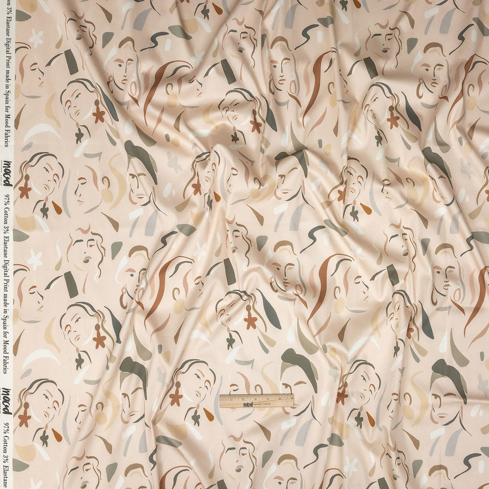 Stretch Cotton Sateen - Pink and Gray Faces - Le Muse Print - Mood Exclusive Viso Collection Full Stretch Cotton Sateen - Pink and Gray Faces - Le Muse Print - Mood Exclusive Viso Collection Full