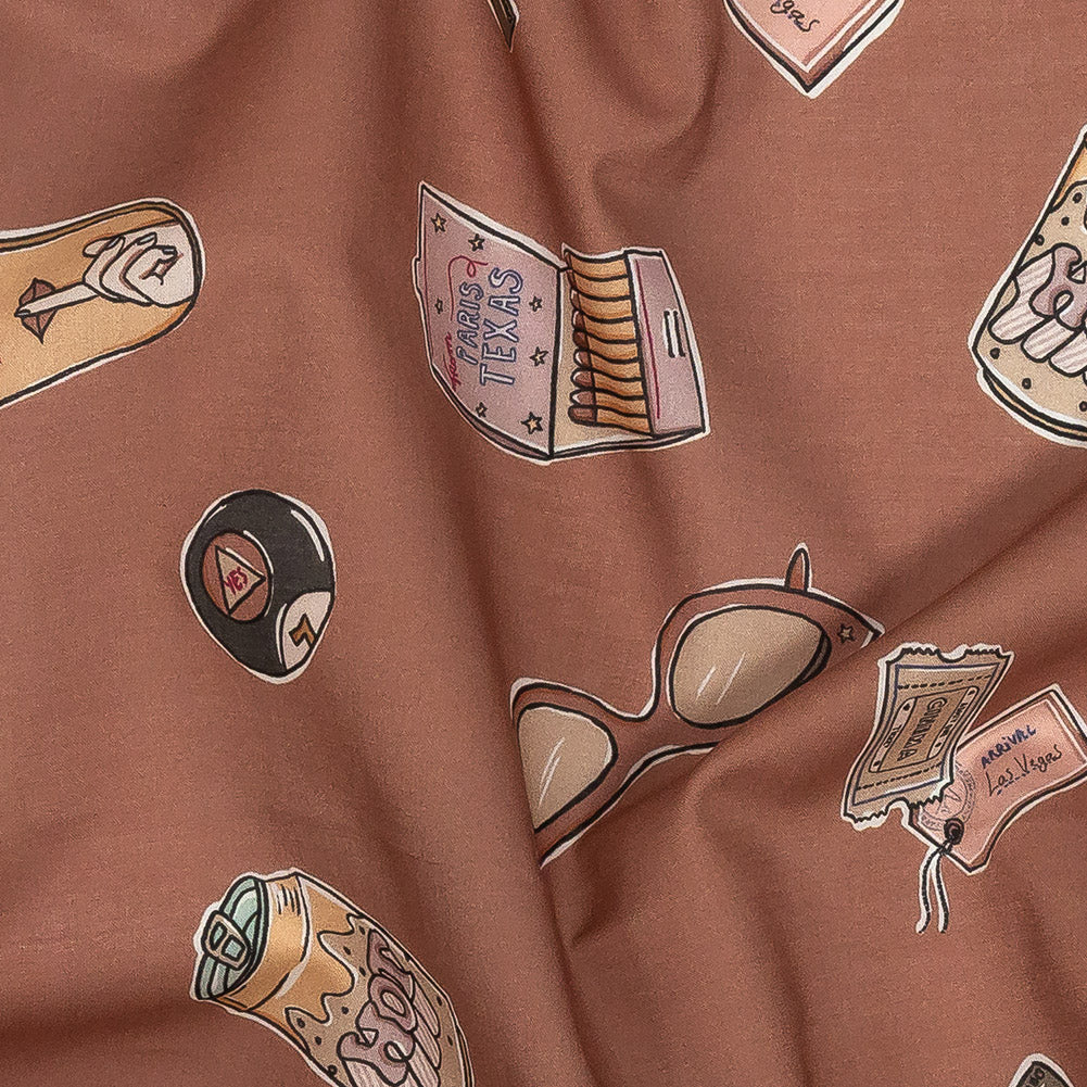 Cotton Voile - Rosy Pink Object Icons - La Sera Print - Mood Exclusive Viso Collection - Detail Cotton Voile - Rosy Pink Object Icons - La Sera Print - Mood Exclusive Viso Collection - Detail
