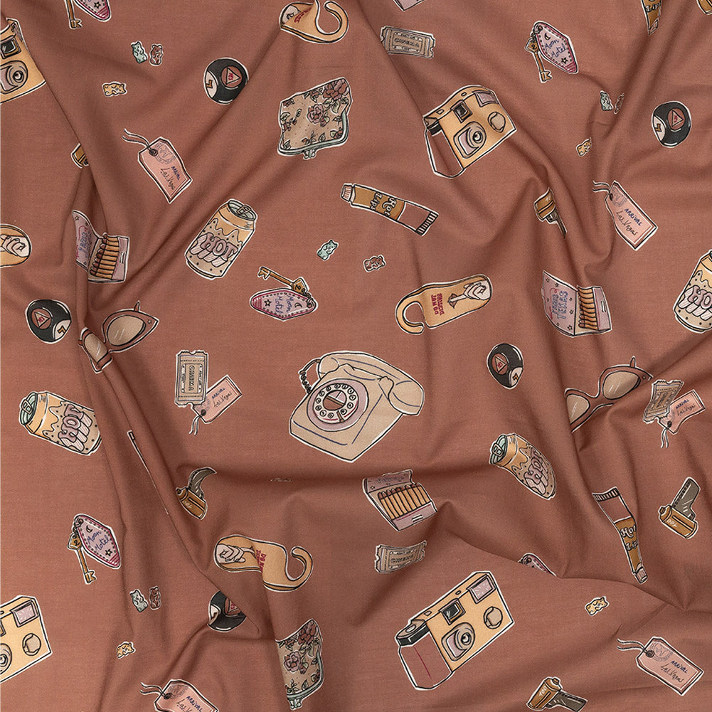 Cotton Voile - Rosy Pink Object Icons - La Sera Print - Mood Exclusive Viso Collection Cotton Voile - Rosy Pink Object Icons - La Sera Print - Mood Exclusive Viso Collection