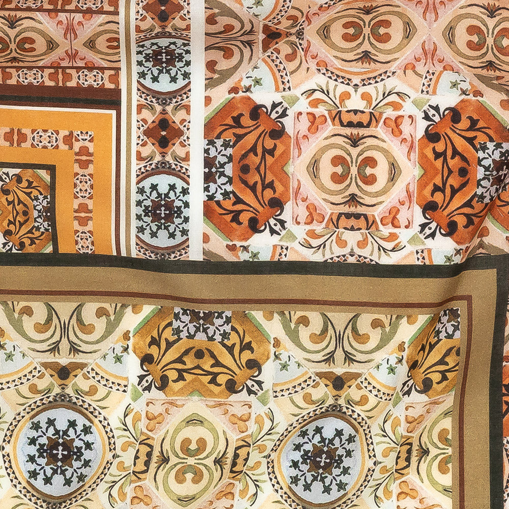 Cotton Voile - Pink and Orange Ornate Patchwork - Arabesco Print - Mood Exclusive Viso Collection Cotton Voile - Pink and Orange Ornate Patchwork - Arabesco Print - Mood Exclusive Viso Collection