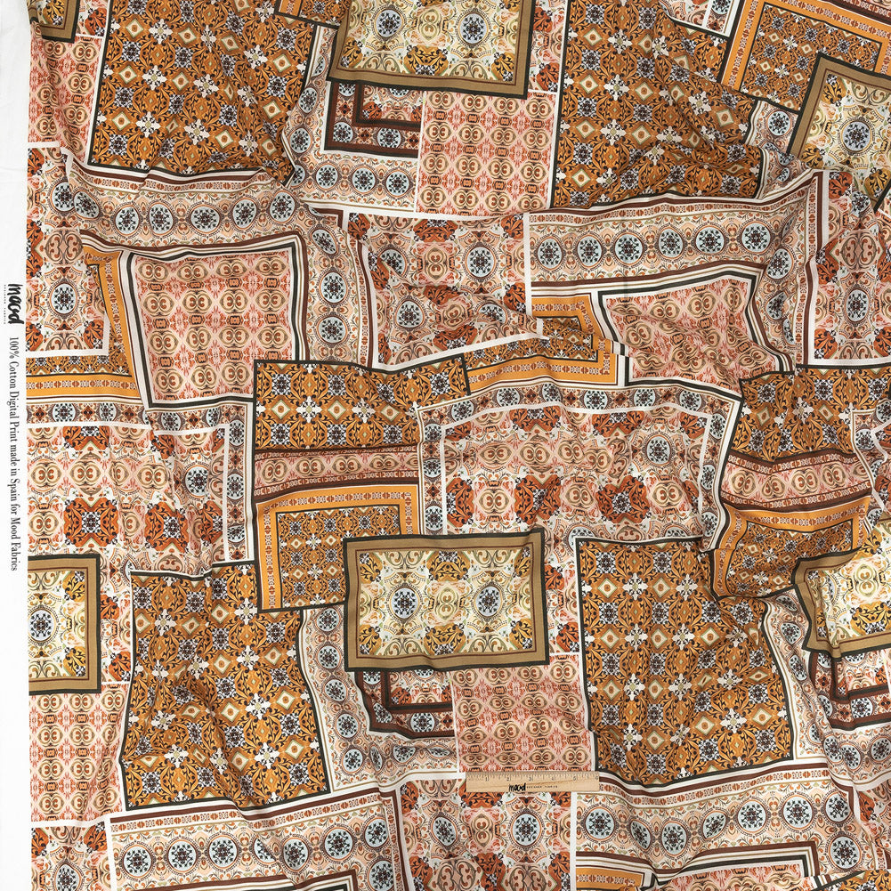 Cotton Voile - Pink and Orange Ornate Patchwork - Arabesco Print - Mood Exclusive Viso Collection Cotton Voile - Pink and Orange Ornate Patchwork - Arabesco Print - Mood Exclusive Viso Collection