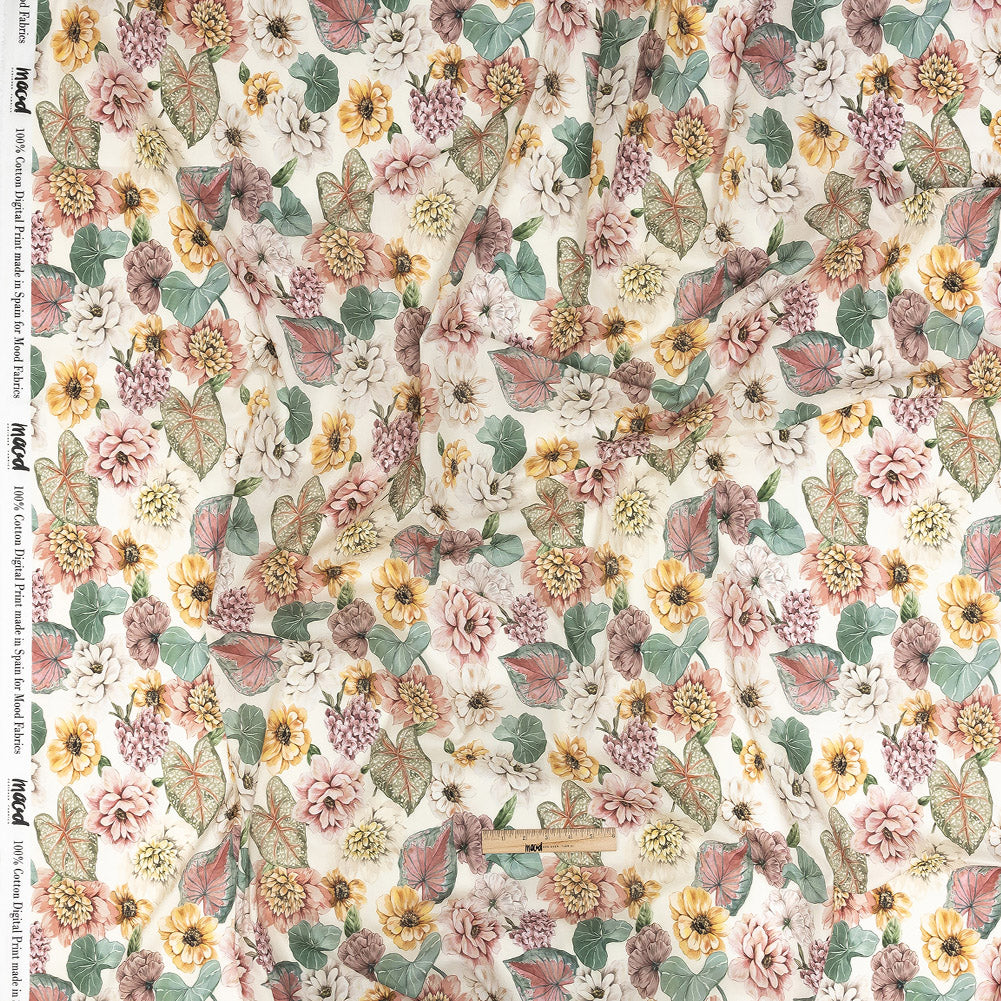Cotton Voile - Soft Pink and Green Floral - Botticelli Print - Mood Exclusive Viso Collection - Full Cotton Voile - Soft Pink and Green Floral - Botticelli Print - Mood Exclusive Viso Collection - Full