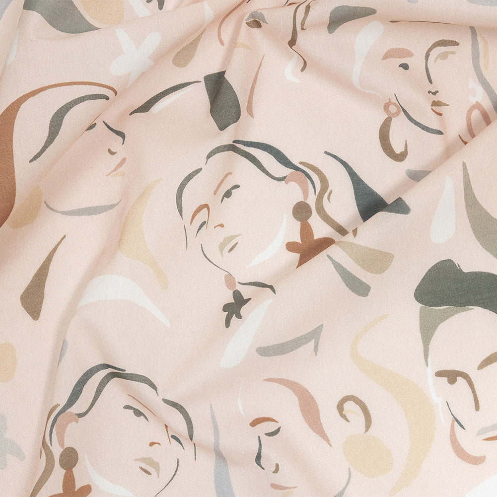 Cotton Voile - Pink and Gray Faces - Le Muse Print - Mood Exclusive Viso Collection Cotton Voile - Pink and Gray Faces - Le Muse Print - Mood Exclusive Viso Collection