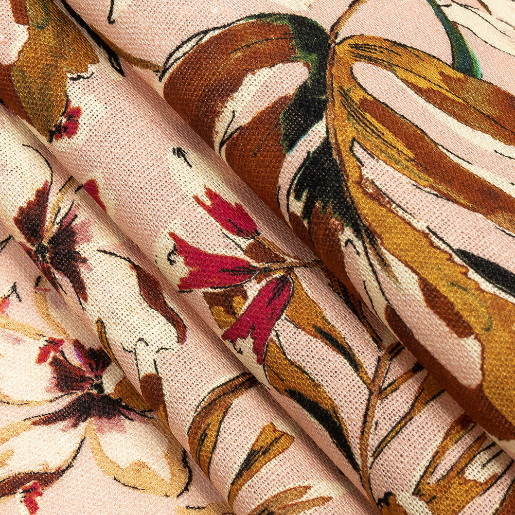 Linen and Rayon Woven - Pink Floral - Primavera Print - Mood Exclusive Viso Collection Linen and Rayon Woven - Pink Floral - Primavera Print - Mood Exclusive Viso Collection