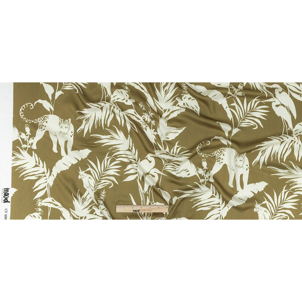 Rayon Challis - Olive Animals and Leaves - Understory Samba Print - Mood Exclusive Rio Collection Rayon Challis - Olive Animals and Leaves - Understory Samba Print - Mood Exclusive Rio Collection
