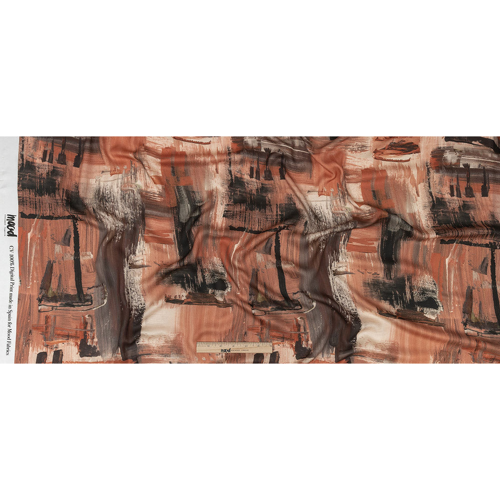 Rayon Challis - Pink and Gray Brushstrokes - Brush With Danger Print - Mood Exclusive Rio Collection Rayon Challis - Pink and Gray Brushstrokes - Brush With Danger Print - Mood Exclusive Rio Collection