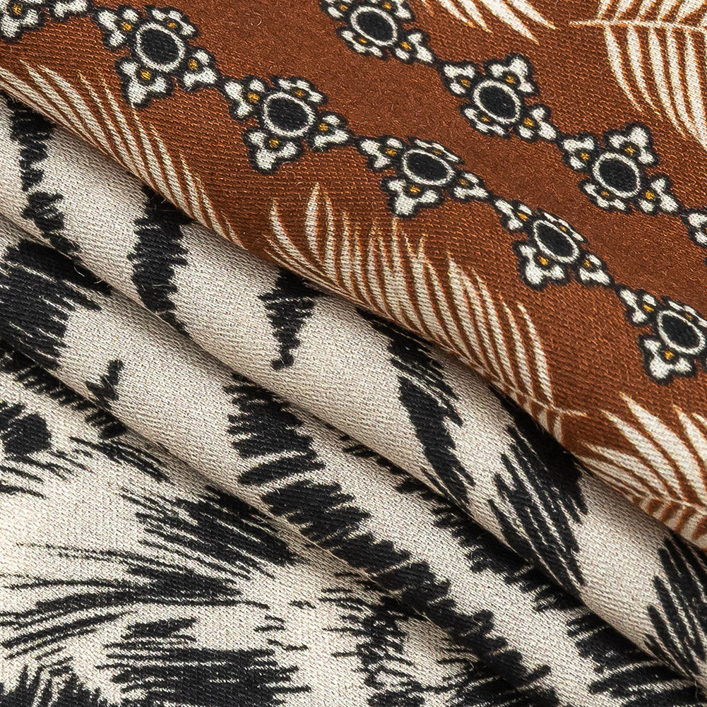 Rayon Challis Panel - Black and White Tigers - Smiling Peril Print - Mood Exclusive Rio Collection Rayon Challis Panel - Black and White Tigers - Smiling Peril Print - Mood Exclusive Rio Collection