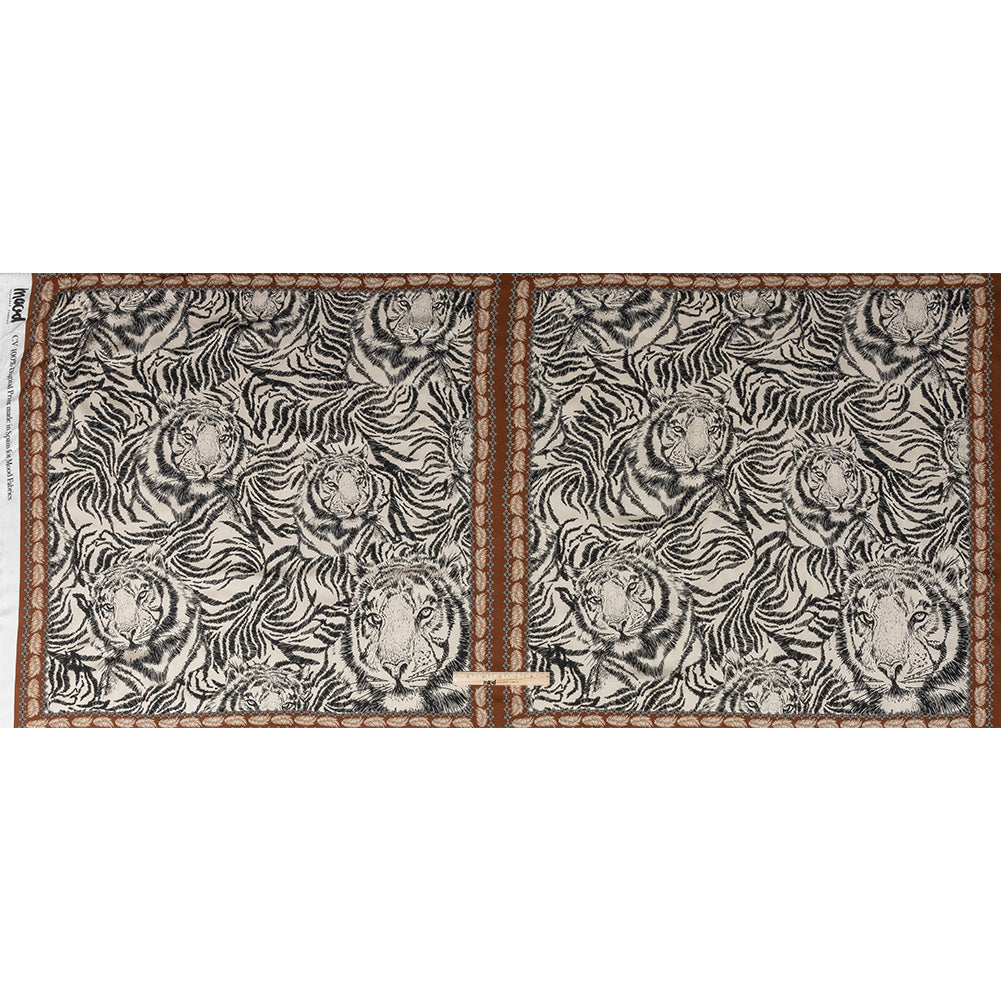 Rayon Challis Panel - Black and White Tigers - Smiling Peril Print - Mood Exclusive Rio Collection Rayon Challis Panel - Black and White Tigers - Smiling Peril Print - Mood Exclusive Rio Collection