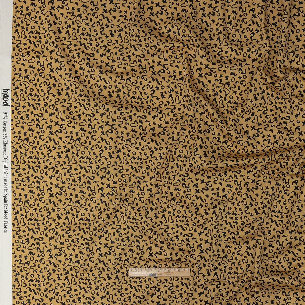 Stretch Cotton Sateen - Straw Doodle Spots - Ancient Iconography Print - Mood Exclusive Rio Collection Stretch Cotton Sateen - Straw Doodle Spots - Ancient Iconography Print - Mood Exclusive Rio Collection
