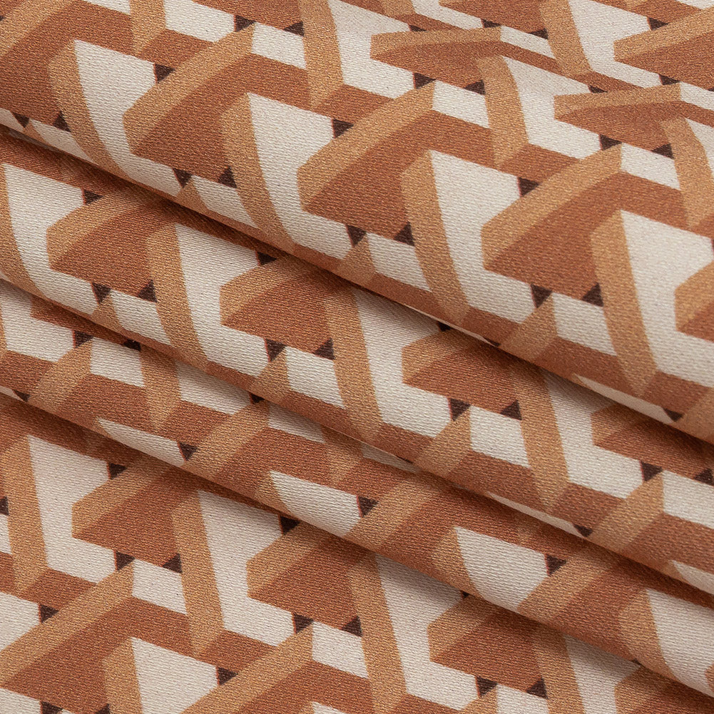 Stretch Cotton Sateen - Melon Geometric - Maloca Print - Mood Exclusive Rio Collection - Folded Stretch Cotton Sateen - Melon Geometric - Maloca Print - Mood Exclusive Rio Collection - Folded