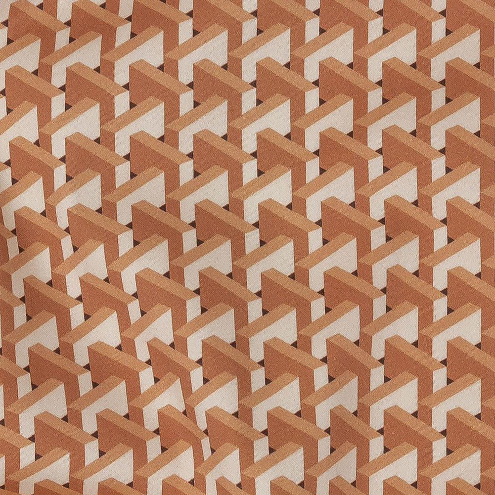 Stretch Cotton Sateen - Melon Geometric - Maloca Print - Mood Exclusive Rio Collection - Detail Stretch Cotton Sateen - Melon Geometric - Maloca Print - Mood Exclusive Rio Collection - Detail