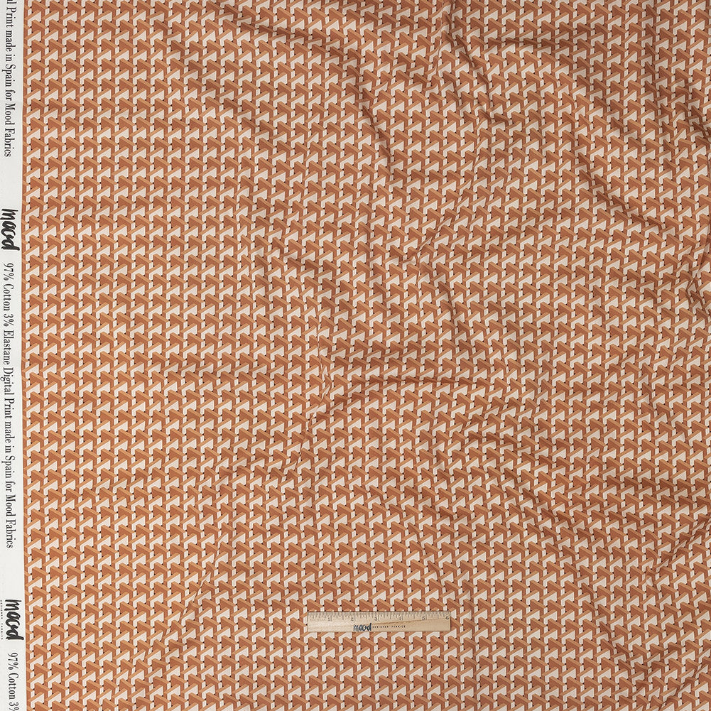 Stretch Cotton Sateen - Melon Geometric - Maloca Print - Mood Exclusive Rio Collection - Full Stretch Cotton Sateen - Melon Geometric - Maloca Print - Mood Exclusive Rio Collection - Full