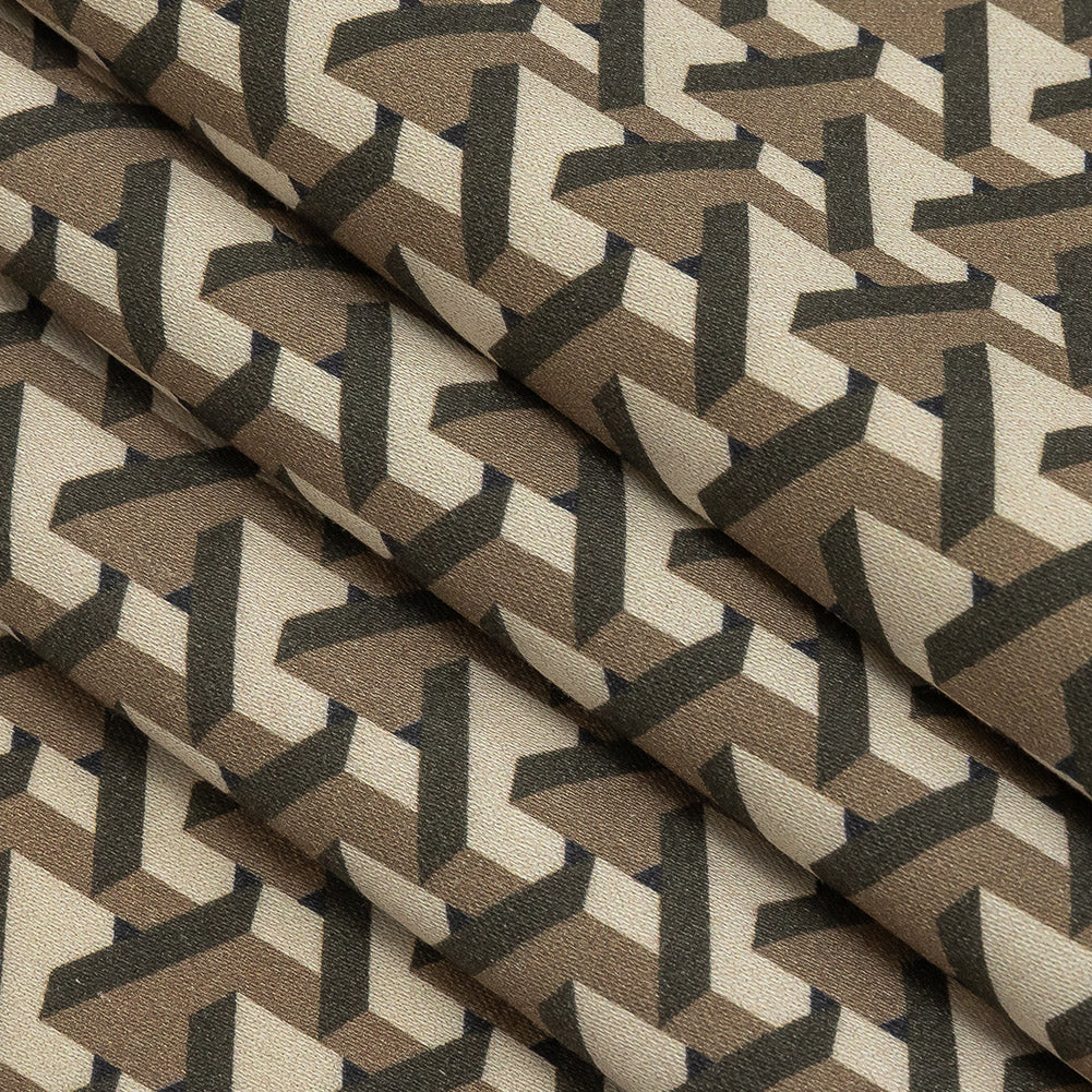 Stretch Cotton Sateen - Olive Geometric - Maloca Print - Mood Exclusive Rio Collection Stretch Cotton Sateen - Olive Geometric - Maloca Print - Mood Exclusive Rio Collection