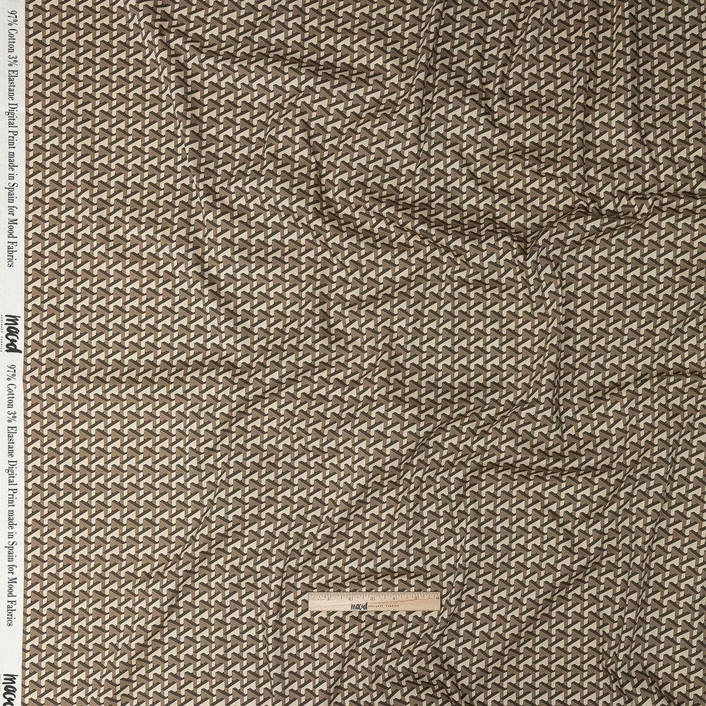 Stretch Cotton Sateen - Olive Geometric - Maloca Print - Mood Exclusive Rio Collection Stretch Cotton Sateen - Olive Geometric - Maloca Print - Mood Exclusive Rio Collection