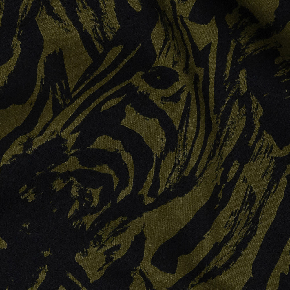 Stretch Cotton Sateen - Olive Zebras and Stripes - Marajo Print - Mood Exclusive Rio Collection Stretch Cotton Sateen - Olive Zebras and Stripes - Marajo Print - Mood Exclusive Rio Collection