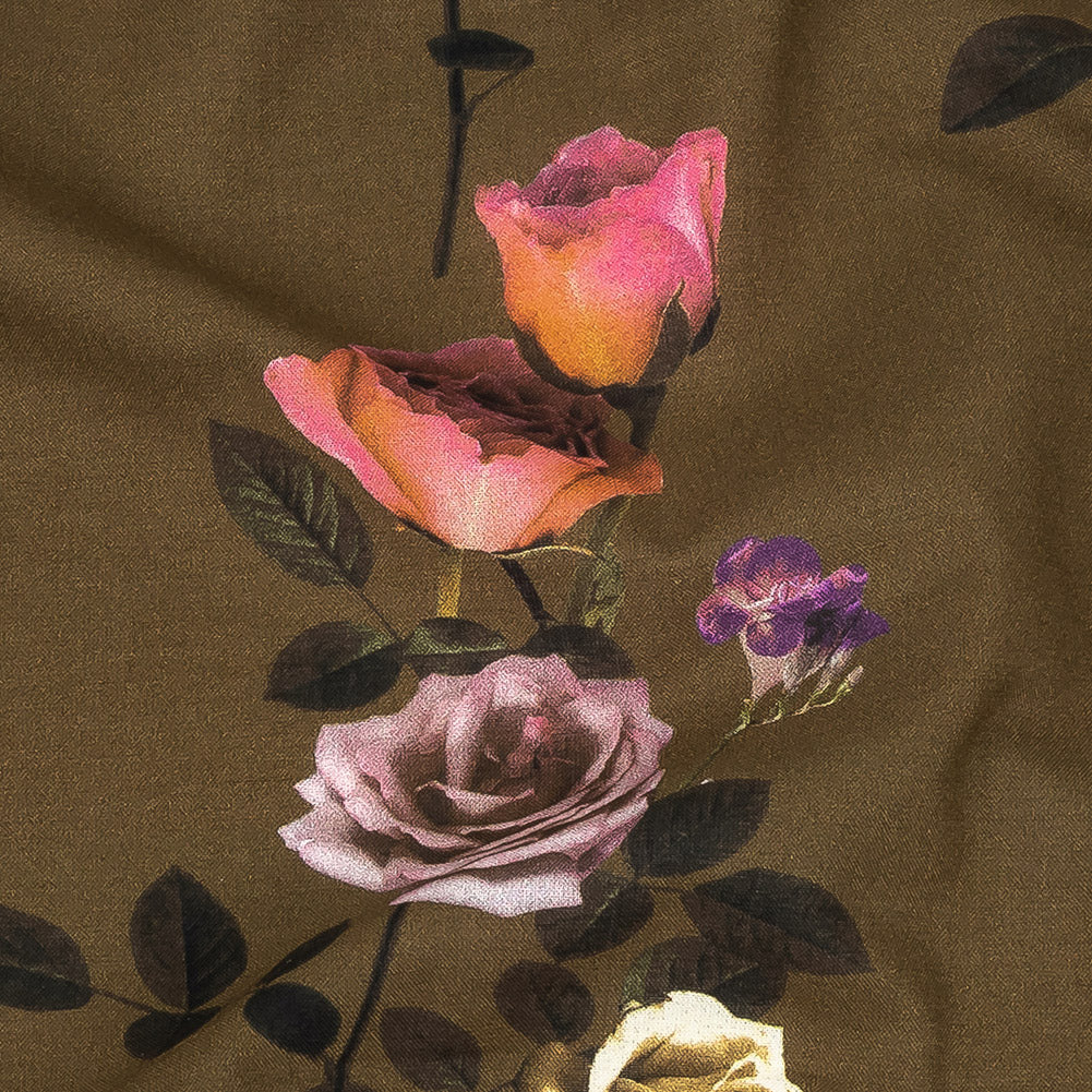Cotton Voile - Olive Floral - Rosa da Selva Print - Mood Exclusive Rio Collection - Detail Cotton Voile - Olive Floral - Rosa da Selva Print - Mood Exclusive Rio Collection - Detail