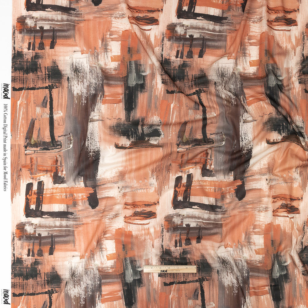 Cotton Voile - Pink and Gray Brushstrokes - Brush With Danger Print - Mood Exclusive Rio Collection Cotton Voile - Pink and Gray Brushstrokes - Brush With Danger Print - Mood Exclusive Rio Collection