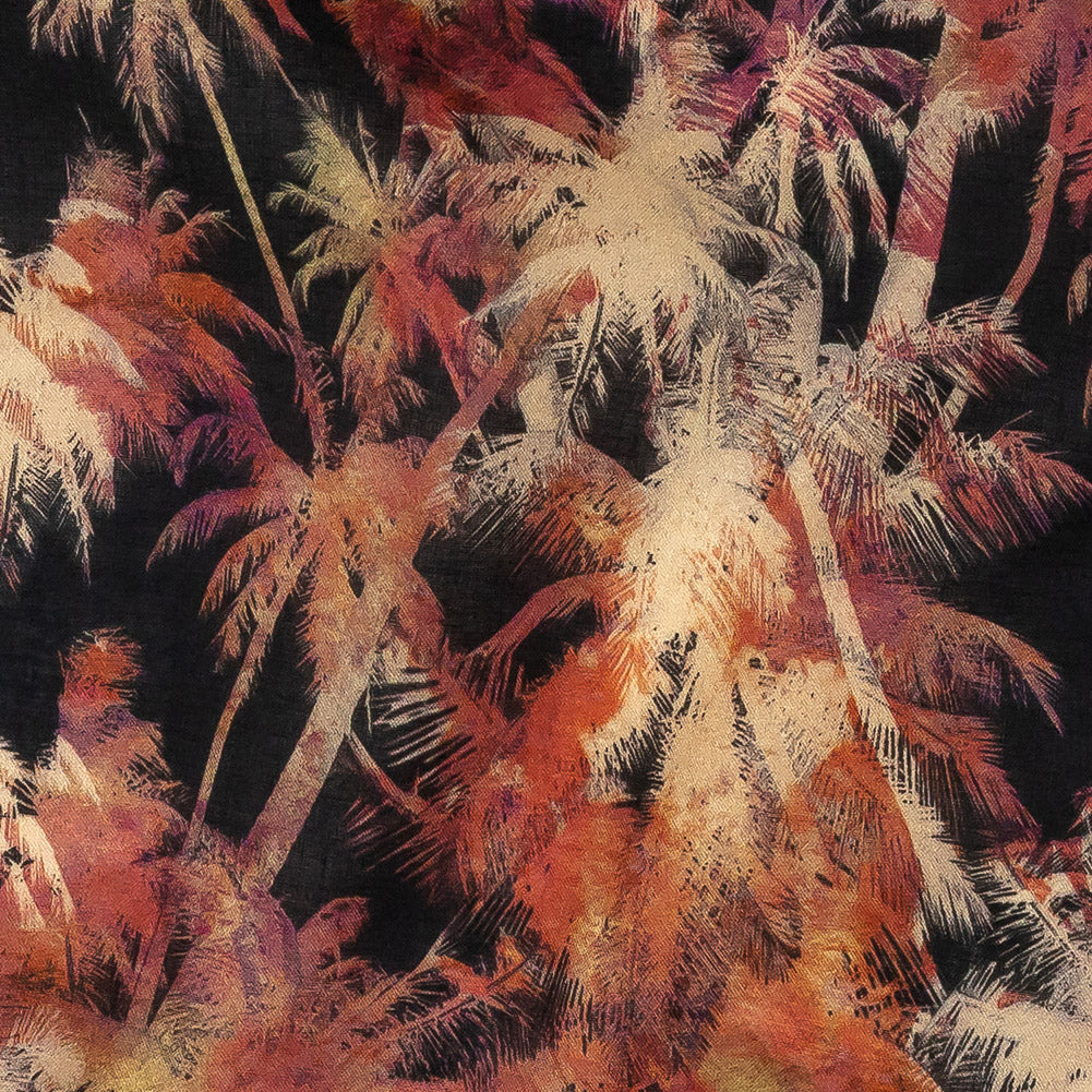 Cotton Voile - Black and Pink Palm Trees - Pindorama Print - Mood Exclusive Rio Collection Cotton Voile - Black and Pink Palm Trees - Pindorama Print - Mood Exclusive Rio Collection