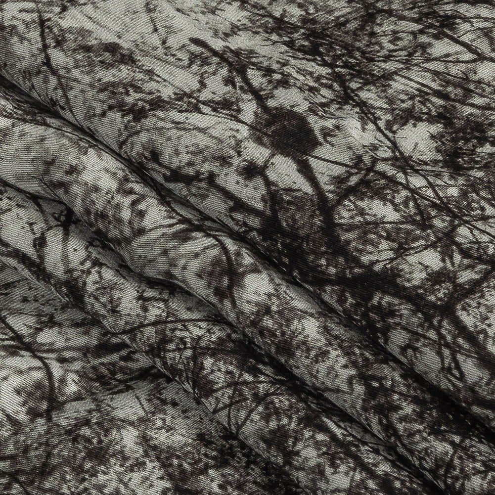 Rayon Challis Panel - Black and White Tree Branches - Old House Woods Print - Mood Exclusive Twilight Collection Folded Rayon Challis Panel - Black and White Tree Branches - Old House Woods Print - Mood Exclusive Twilight Collection Folded