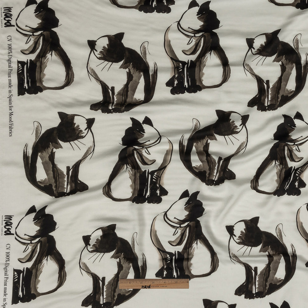 Rayon Challis - Inky Cats - Feline Phantasm Print - Mood Exclusive Twilight Collection Full Rayon Challis - Inky Cats - Feline Phantasm Print - Mood Exclusive Twilight Collection Full