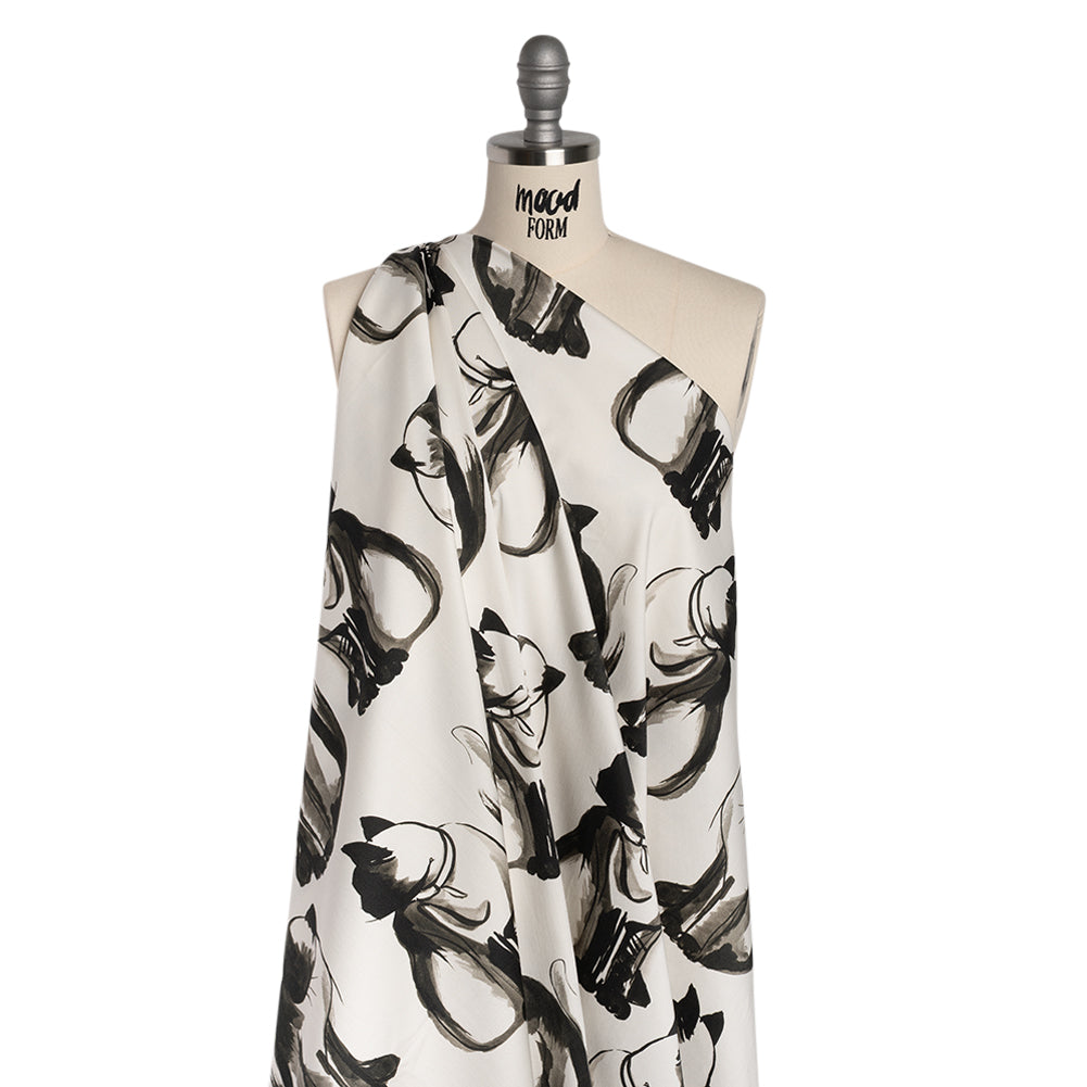 Stretch Cotton Sateen - Inky Cats - Feline Phantasm Print - Mood Exclusive Twilight Collection Drape Stretch Cotton Sateen - Inky Cats - Feline Phantasm Print - Mood Exclusive Twilight Collection Drape