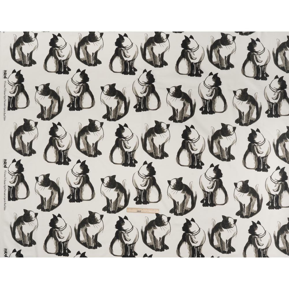 Stretch Cotton Sateen - Inky Cats - Feline Phantasm Print - Mood Exclusive Twilight Collection - Full Stretch Cotton Sateen - Inky Cats - Feline Phantasm Print - Mood Exclusive Twilight Collection - Full