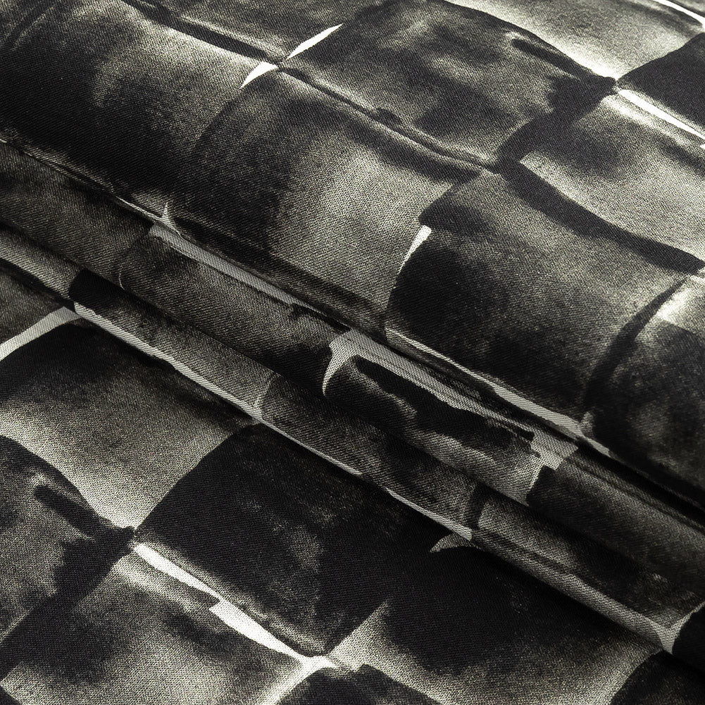Cotton Voile - Gray Painted Squares - Haunted Blocks Print - Mood Exclusive Twilight Collection Folded