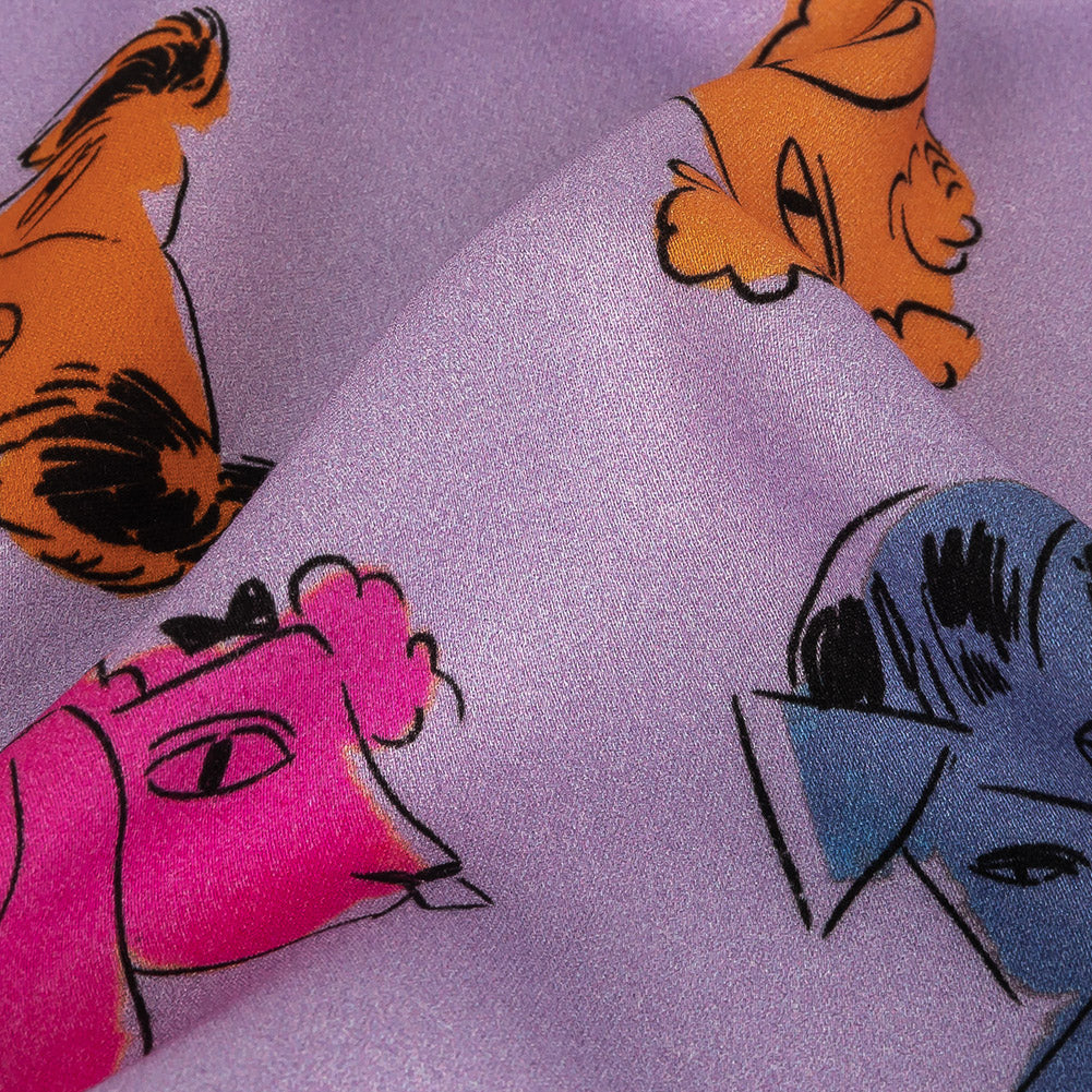 Rayon Challis - Lilac and Rainbow Dog Doodles - TREATS Print - Mood Exclusive Sugar Collection Rayon Challis - Lilac and Rainbow Dog Doodles - TREATS Print - Mood Exclusive Sugar Collection