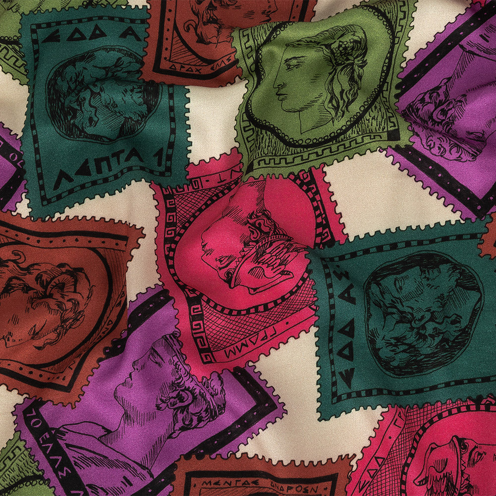 Rayon Challis - Rainbow Greek Bust Stamps - Sending Love Print - Mood Exclusive Sugar Collection Rayon Challis - Rainbow Greek Bust Stamps - Sending Love Print - Mood Exclusive Sugar Collection