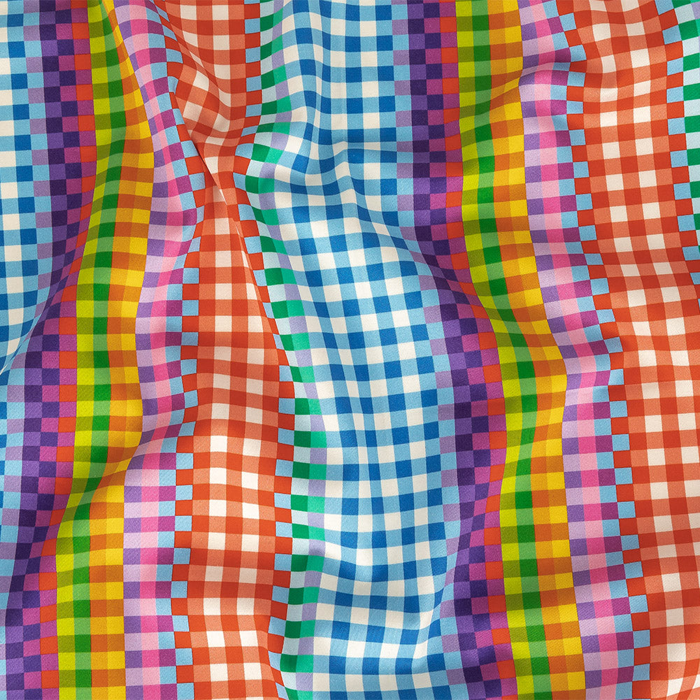 Stretch Cotton Sateen - Rainbow Checkers - Picnic Patisserie Print - Mood Exclusive Sugar Collection Stretch Cotton Sateen - Rainbow Checkers - Picnic Patisserie Print - Mood Exclusive Sugar Collection