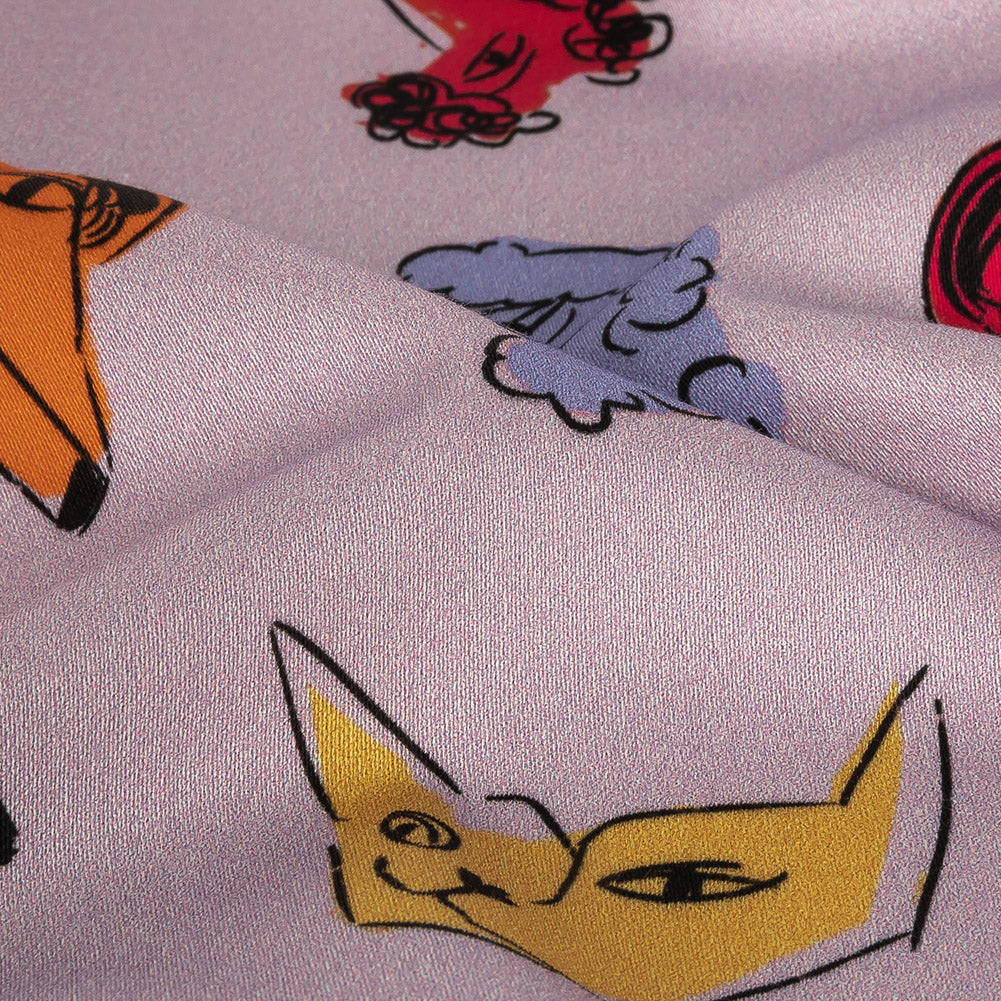 Stretch Cotton Sateen - Lilac and Rainbow Dog Doodles - TREATS Print - Mood Exclusive Sugar Collection Stretch Cotton Sateen - Lilac and Rainbow Dog Doodles - TREATS Print - Mood Exclusive Sugar Collection