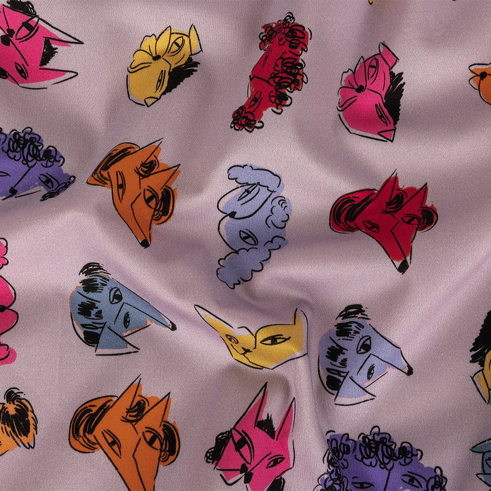 Stretch Cotton Sateen - Lilac and Rainbow Dog Doodles - TREATS Print - Mood Exclusive Sugar Collection Stretch Cotton Sateen - Lilac and Rainbow Dog Doodles - TREATS Print - Mood Exclusive Sugar Collection