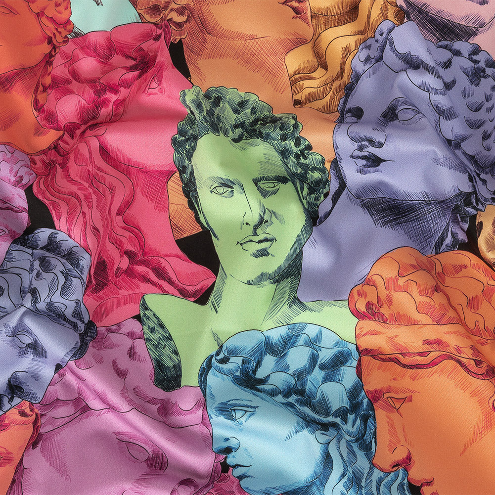 Stretch Cotton Sateen - Rainbow Roman Busts - Saccharine Statuary Print - Mood Exclusive Sugar Collection Stretch Cotton Sateen - Rainbow Roman Busts - Saccharine Statuary Print - Mood Exclusive Sugar Collection