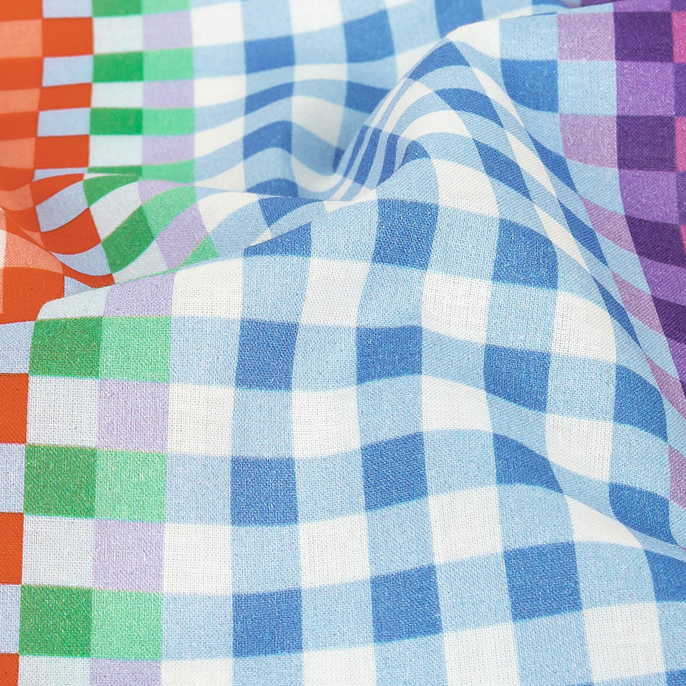 Cotton Voile - Rainbow Checkers - Picnic Patisserie Print - Mood Exclusive Sugar Collection Cotton Voile - Rainbow Checkers - Picnic Patisserie Print - Mood Exclusive Sugar Collection