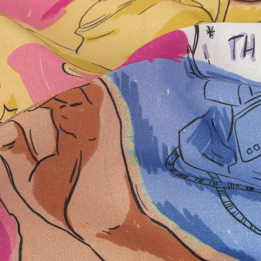 Cotton Voile - Rainbow Self Care Illustrations - Eating Bon Bons Print - Mood Exclusive Sugar Collection Cotton Voile - Rainbow Self Care Illustrations - Eating Bon Bons Print - Mood Exclusive Sugar Collection