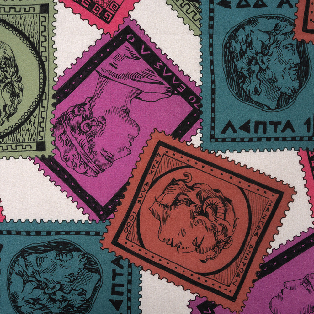 Cotton Voile - Rainbow Greek Bust Stamps - Sending Love Print - Mood Exclusive Sugar Collection Cotton Voile - Rainbow Greek Bust Stamps - Sending Love Print - Mood Exclusive Sugar Collection