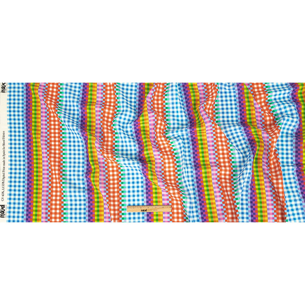 Linen and Rayon Woven - Rainbow Checkers - Picnic Patisserie Print - Mood Exclusive Sugar Collection Linen and Rayon Woven - Rainbow Checkers - Picnic Patisserie Print - Mood Exclusive Sugar Collection