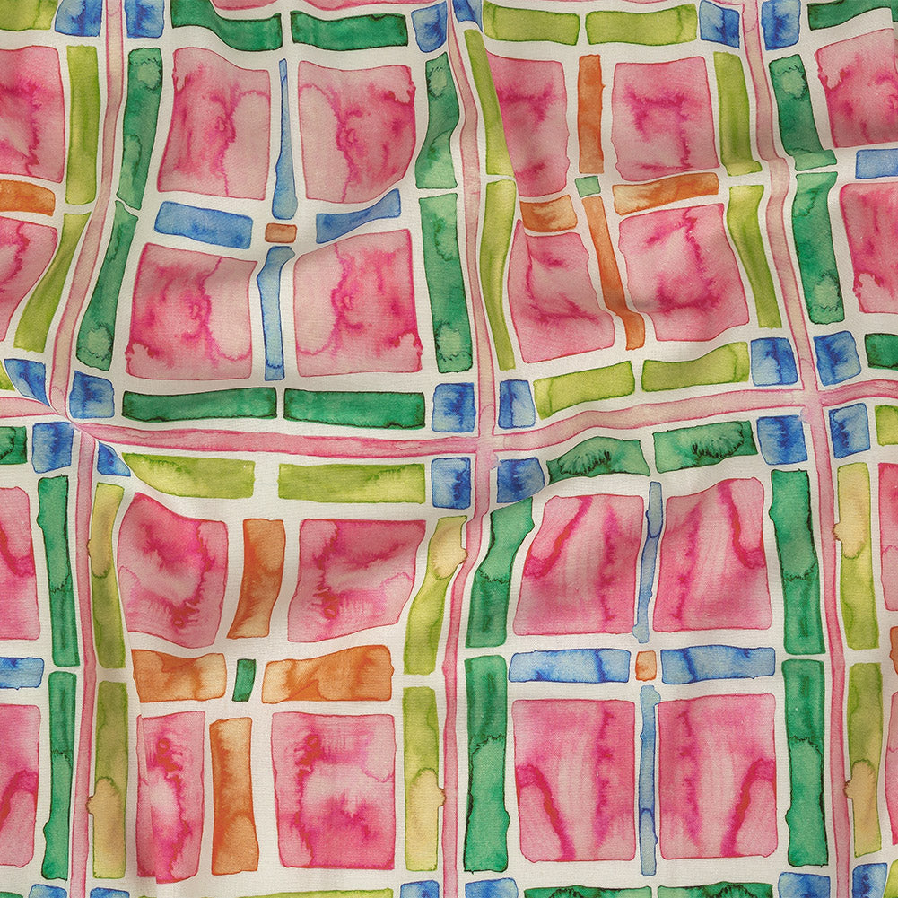 Linen and Rayon Woven - Rainbow Watercolor Plaid - Jujube Jubilee Print - Mood Exclusive Sugar Collection Linen and Rayon Woven - Rainbow Watercolor Plaid - Jujube Jubilee Print - Mood Exclusive Sugar Collection