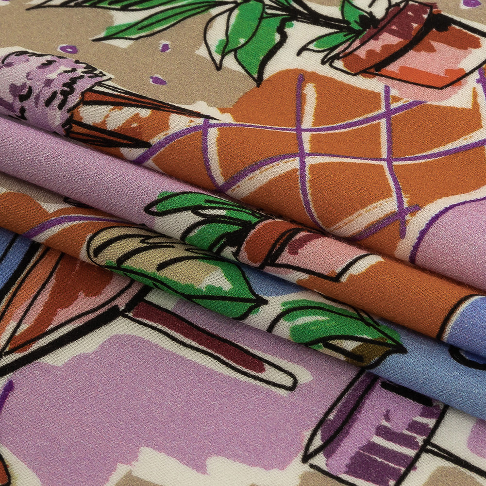 Rayon Challis - Multicolor Indoor Spaces - Where You're Planted Print - Mood Exclusive Wisteria Collection Folded Rayon Challis - Multicolor Indoor Spaces - Where You're Planted Print - Mood Exclusive Wisteria Collection Folded