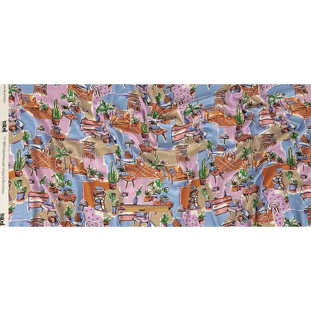 Rayon Challis - Multicolor Indoor Spaces - Where You're Planted Print - Mood Exclusive Wisteria Collection Full Rayon Challis - Multicolor Indoor Spaces - Where You're Planted Print - Mood Exclusive Wisteria Collection Full