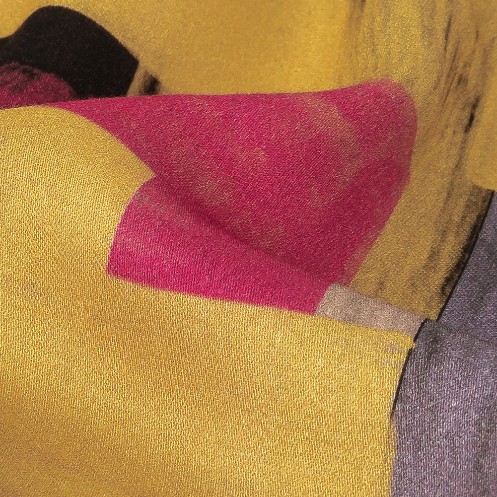 Rayon Challis - Purple, Pink and Yellow Painterly Geometric - Theory of Abstraction Print - Mood Exclusive Wisteria Collection Detail Rayon Challis - Purple, Pink and Yellow Painterly Geometric - Theory of Abstraction Print - Mood Exclusive Wisteria Collection Detail