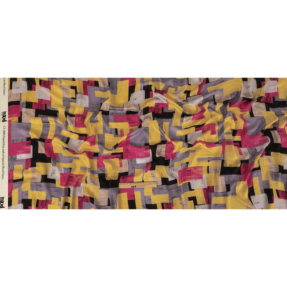 Rayon Challis - Purple, Pink and Yellow Painterly Geometric - Theory of Abstraction Print - Mood Exclusive Wisteria Collection Full Rayon Challis - Purple, Pink and Yellow Painterly Geometric - Theory of Abstraction Print - Mood Exclusive Wisteria Collection Full