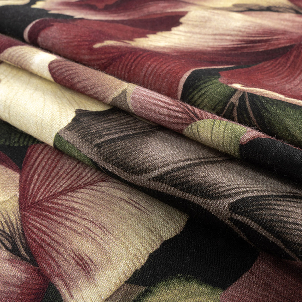 Rayon Challis - Black and Plum Floral - Vision of Romance Print - Mood Exclusive Wisteria Collection Folded Rayon Challis - Black and Plum Floral - Vision of Romance Print - Mood Exclusive Wisteria Collection Folded