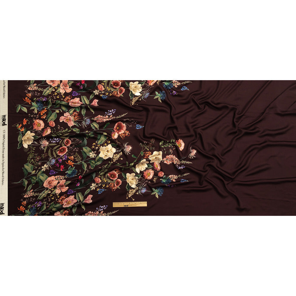 Rayon Challis - Deep Purple Floral - Baroque Bouquet Print - Mood Exclusive Wisteria Collection Full Rayon Challis - Deep Purple Floral - Baroque Bouquet Print - Mood Exclusive Wisteria Collection Full
