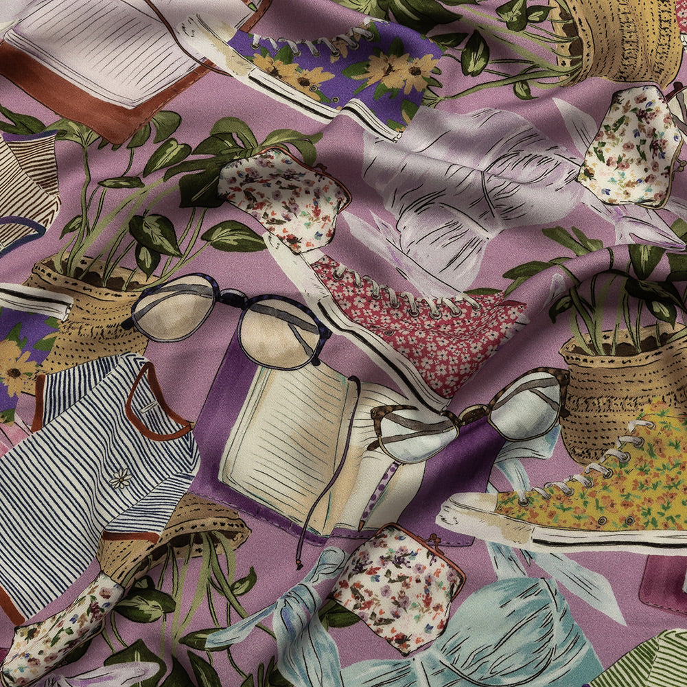 Rayon Challis - Lavender Clothes and Plants - Morning Memory Print - Mood Exclusive Wisteria Collection Rayon Challis - Lavender Clothes and Plants - Morning Memory Print - Mood Exclusive Wisteria Collection